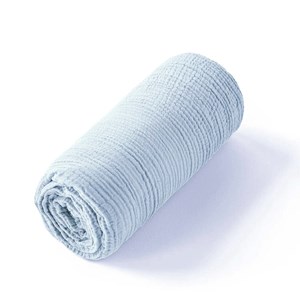 Drap housse en gaze de coton bleu 60x120