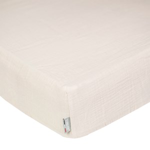 Drap housse gaze de coton uni beige