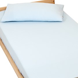 Drap housse en gaze de coton bleu