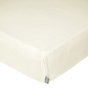 Drap housse gaze de coton uni écru