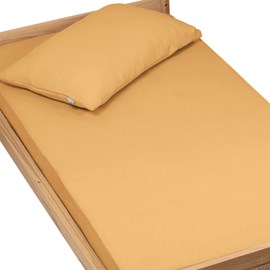 Drap housse en gaze de coton camel