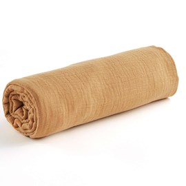 Drap housse en gaze de coton camel