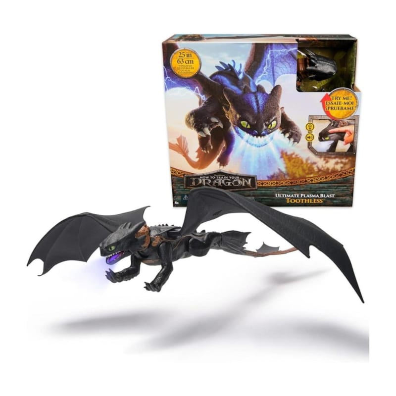 DreamWorks Dragons , How to Train Your Dragon, Ultimate Plasma Blast Toothless, 25” Wings with Lights & Sounds Action Figure, Kids Toys for Boys Ages 4 and up