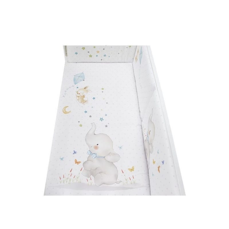 Parure lit bébé amovible elephant - bleu