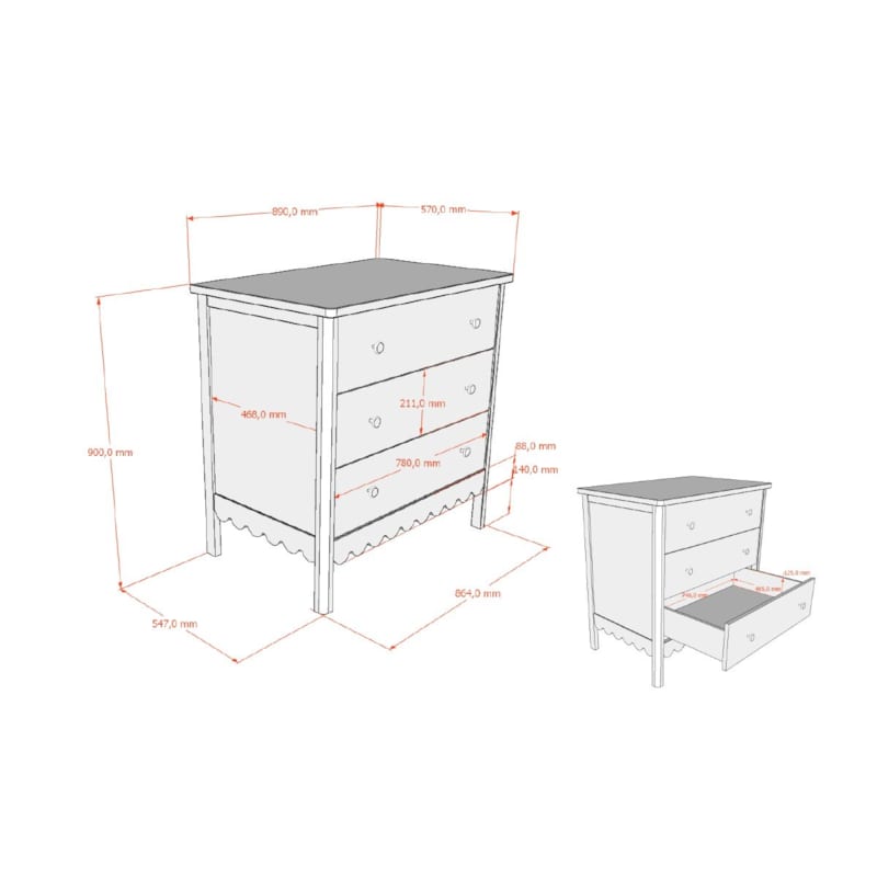 Ensemble chambre swingo commode 3 tiroirs + plan à langer clay (JAXX) - Image 3