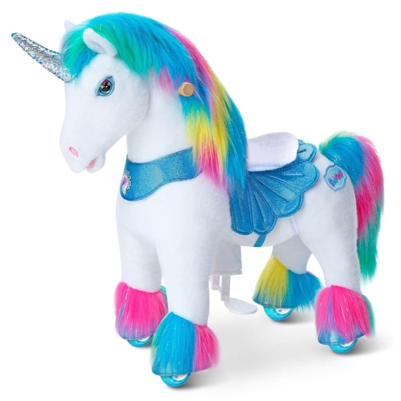 Cheval porteur enfant modele y licorne arc-en-ciel