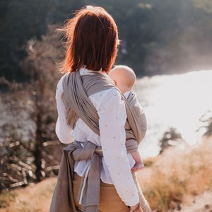 Echarpe sergé brisé-gris vintage-3,60 m