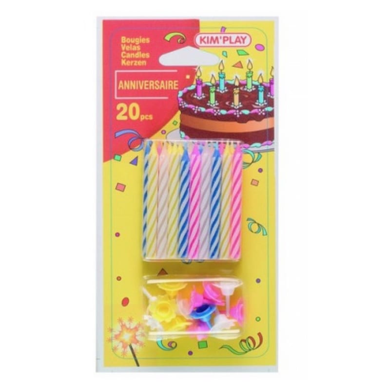 Bougies bobeche 20 bougies et 20 supports