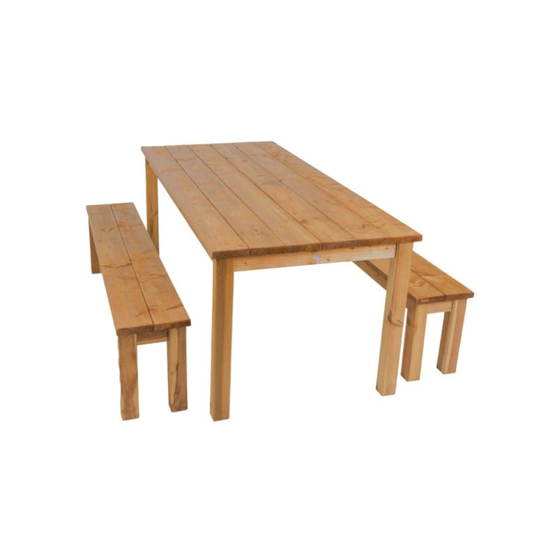 Louise table de pique nique en bois et bancs en bois 200 cm - marron