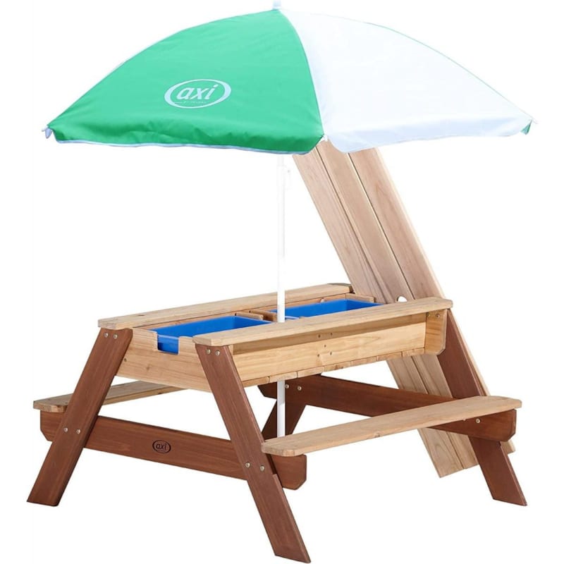 Nick sand and water picnic table marron avec parasol