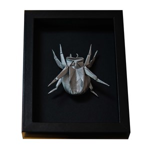 Insecte en origami cadre noir scarabée