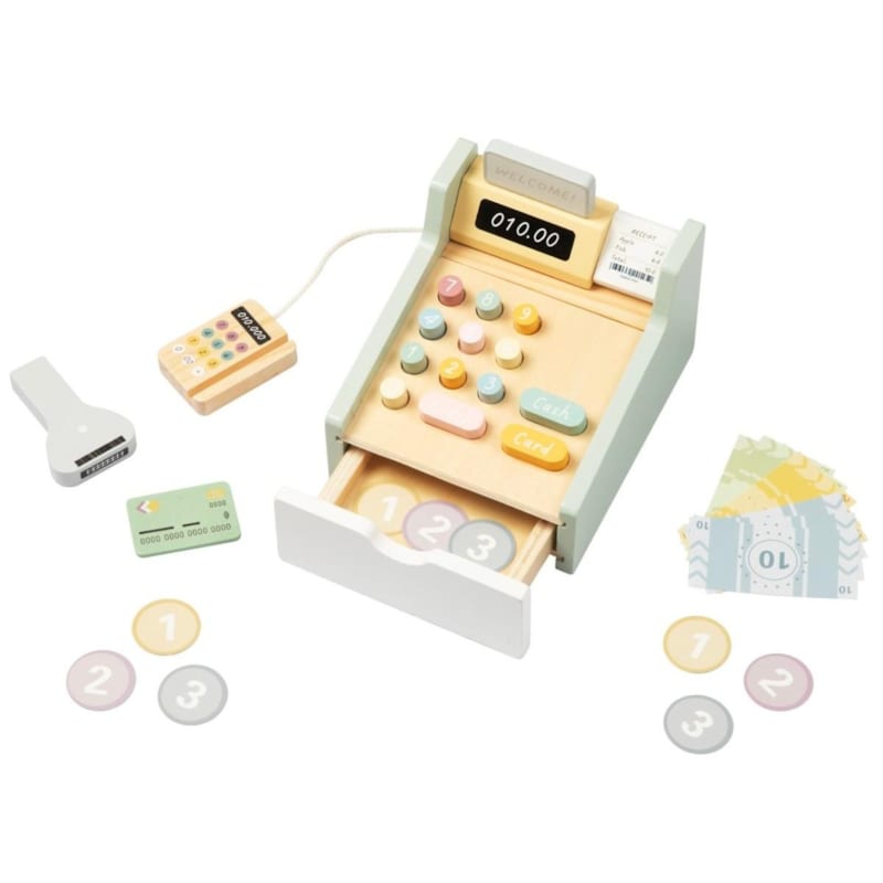 Caisse enregistreuse en bois tooky toy tp543 - 23 pièces
