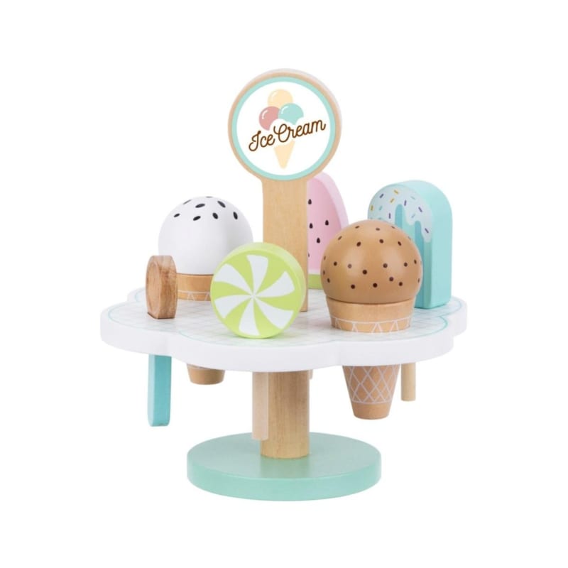 Marchande en bois tooky toy tk135 - glacier du tout-petit 9 pièces