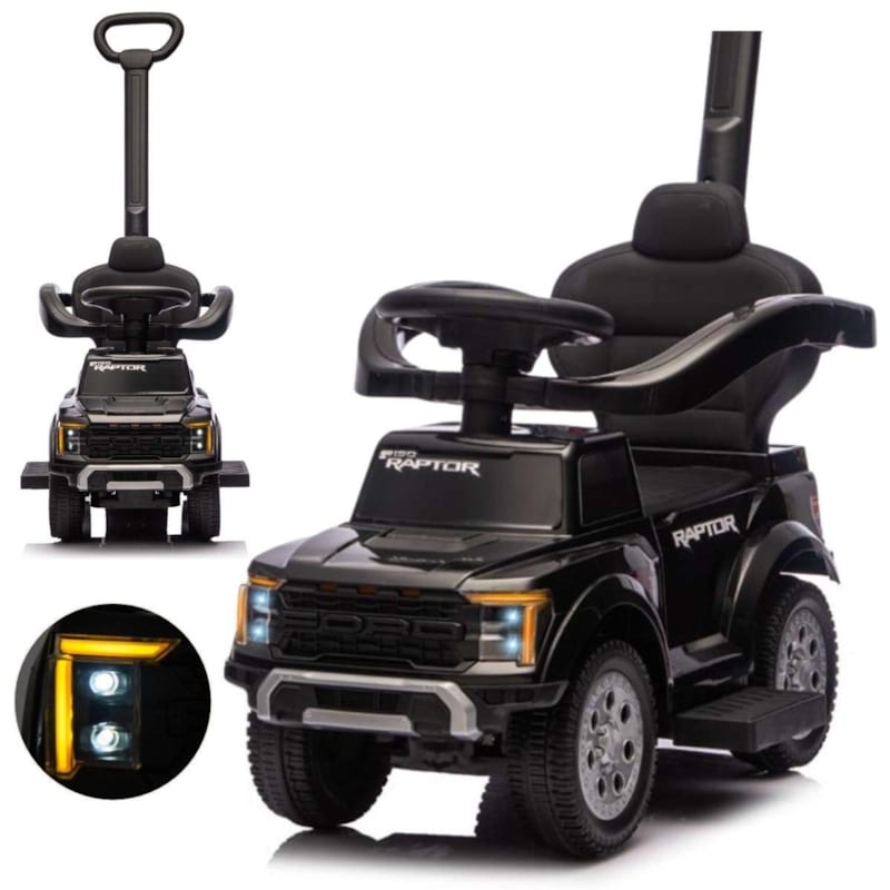 Porteur milly mally ford f-150 3 en 1 noir - avec canne de guidage