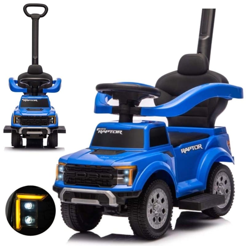Porteur milly mally ford f-150 3 en 1 bleu - avec canne de guidage