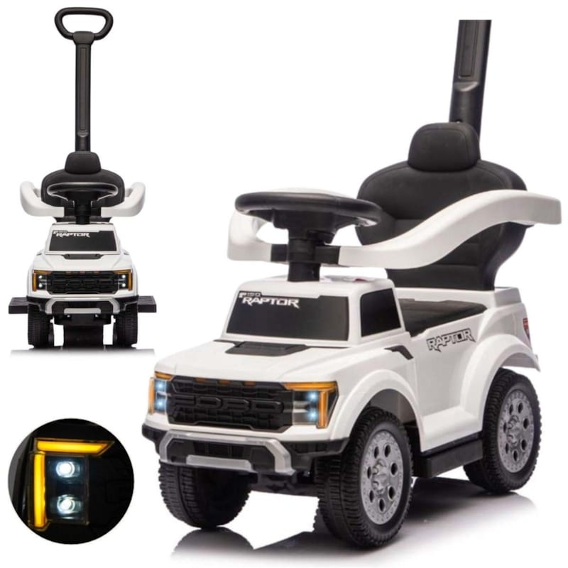 Porteur milly mally ford f-150 3 en 1 blanc - avec canne de guidage