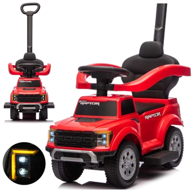 Porteur milly mally ford f-150 3 en 1 rouge - avec canne de guidage