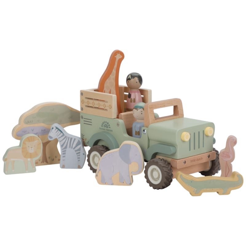 Voiture de safari et animaux en bois safari friends