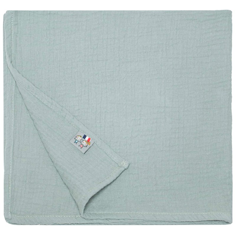 Lange gaze de coton jeanne vert de gris