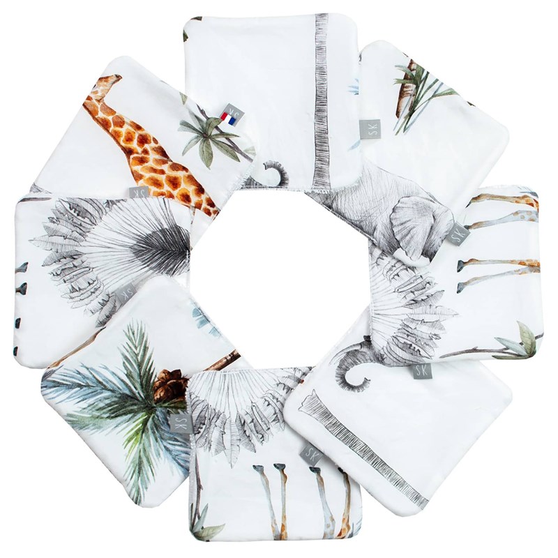 Lingettes lavables bambou lot 8 safari