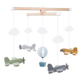 Mobile en bois avions et montgolfière