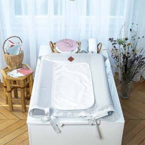 Housse matelas-langer gaze coton jeanne