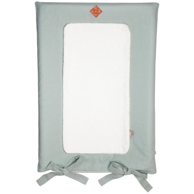Housse matelas à langer lin lavé vert