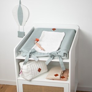 Housse matelas à langer lin lavé vert