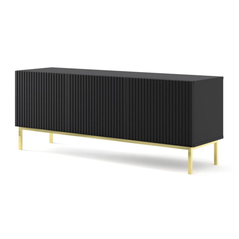 BIM FURNITURE Meuble tv ravenna b 150 cm 3D frais&eacute; noir mat + cadre
