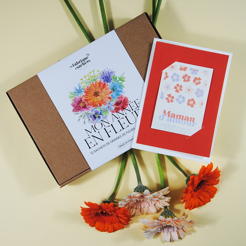 Pack maman - coffret fleurs et carte