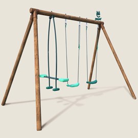 Portique en bois rond 3 agrès avec face