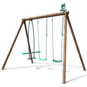 Portique en bois rond 3 agrès avec face