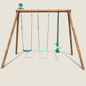 Portique en bois rond 3 agrès avec face