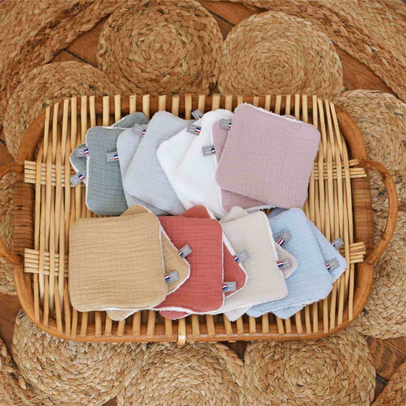 8 lingettes lavables bambou coton jeanne (Sevira Kids) - Image 1