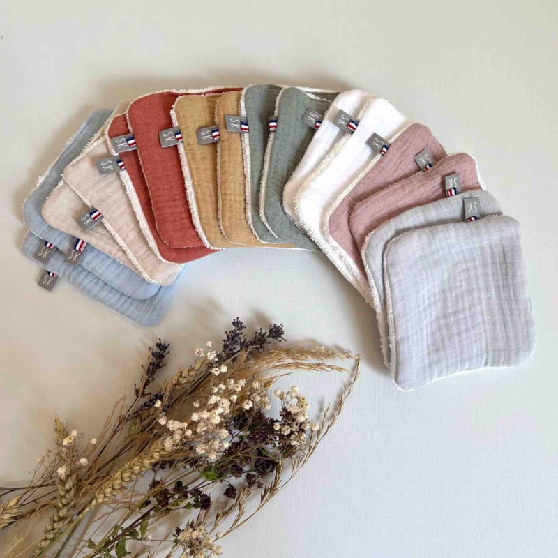 8 lingettes lavables bambou coton jeanne (Sevira Kids) - Image 3