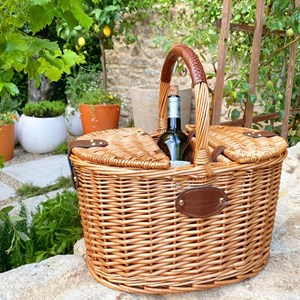 Panier porte-bouteilles en osier