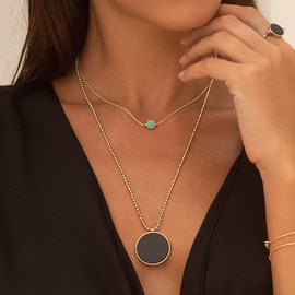 Collier court aventurine - berlingot