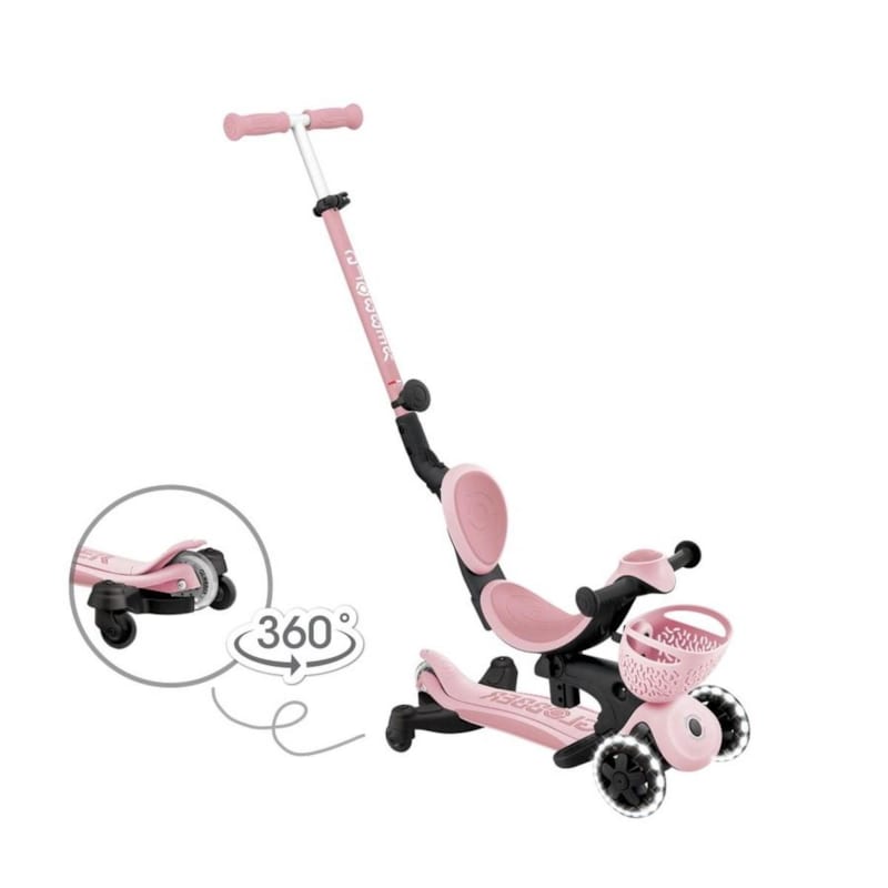 Globber trottinette évolutive go?up baby lights 360 ? rose pastel