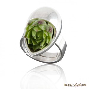 Bague végétale goutte en argent