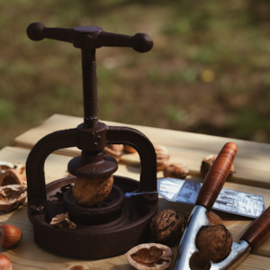 Casse-noix à Levier Réglable – Pour Noisettes, Noix, Amandes, Etc., Facile à Utiliser, Avec Base En Bois