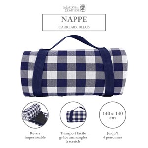 Nappe carreaux bleus et blancs 140x140