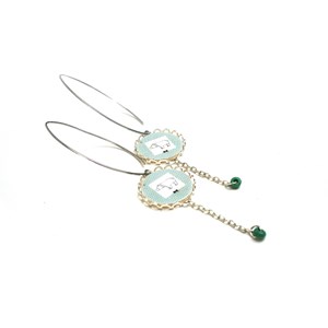 Boucles d'oreilles bois imprimé origami