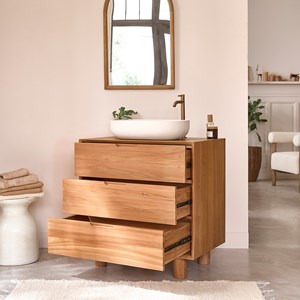 Meuble sous vasque en teck massif 80 cm