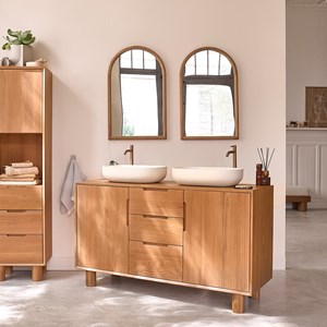Meuble sous vasque en teck massif 140 cm