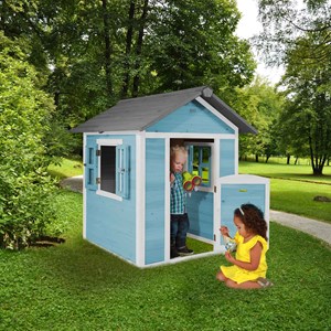 Maisonnette en bois bleue sunny lodge