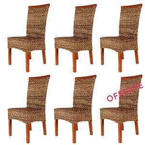 Lot de 6 chaises malibu en abaca