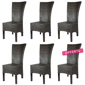 Lot de 6 chaises alma en rotin