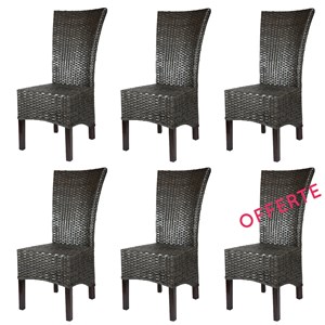 Lot de 6 chaises alma en rotin