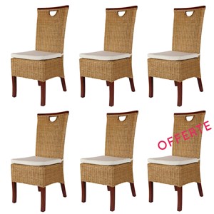 Lot de 6 chaises racine miel en rotin