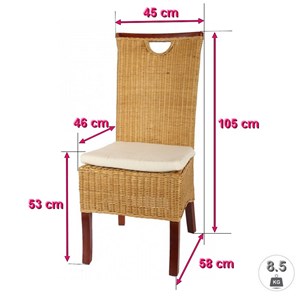 Lot de 6 chaises racine miel en rotin